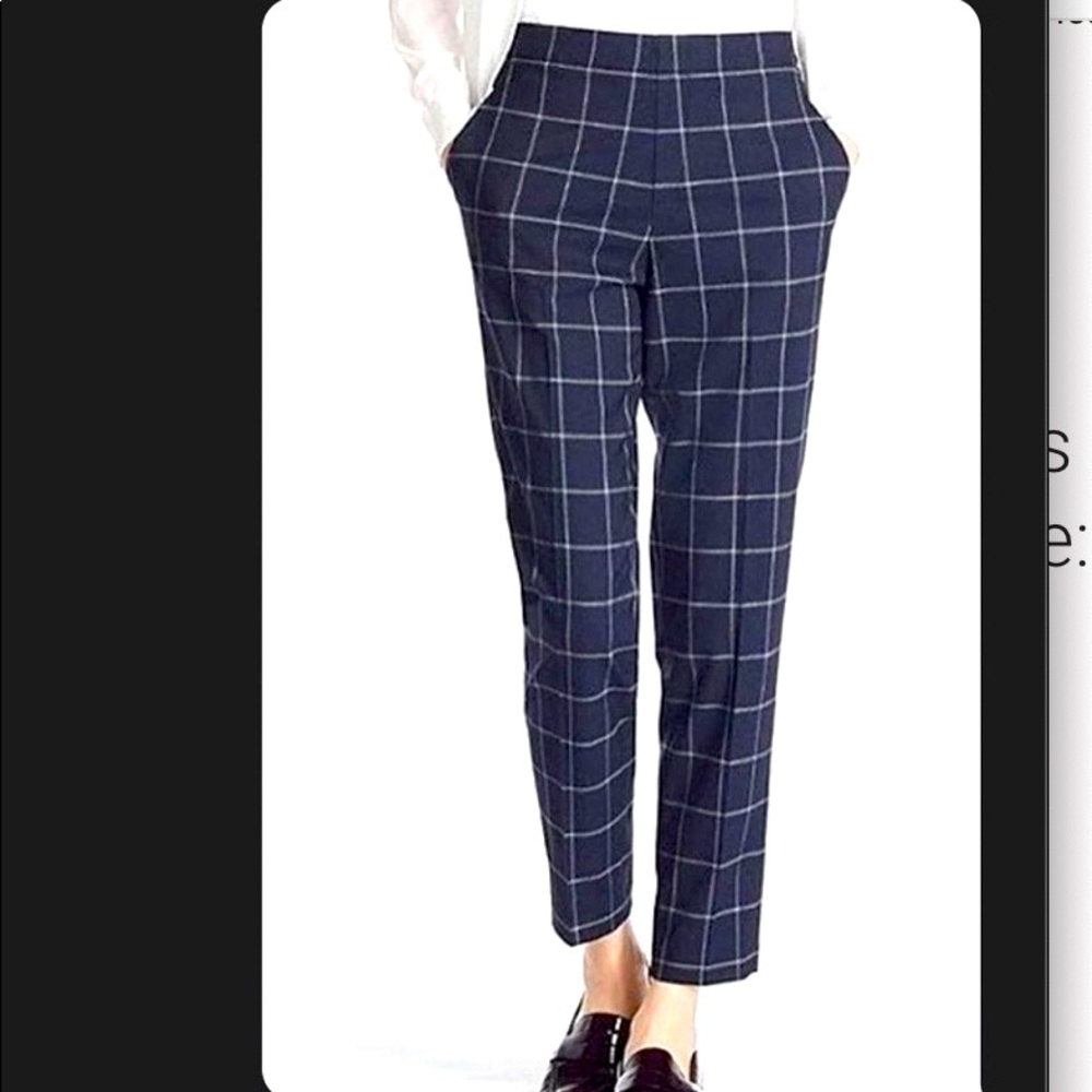 Navy Blue Plaid Uniqlo Trousers